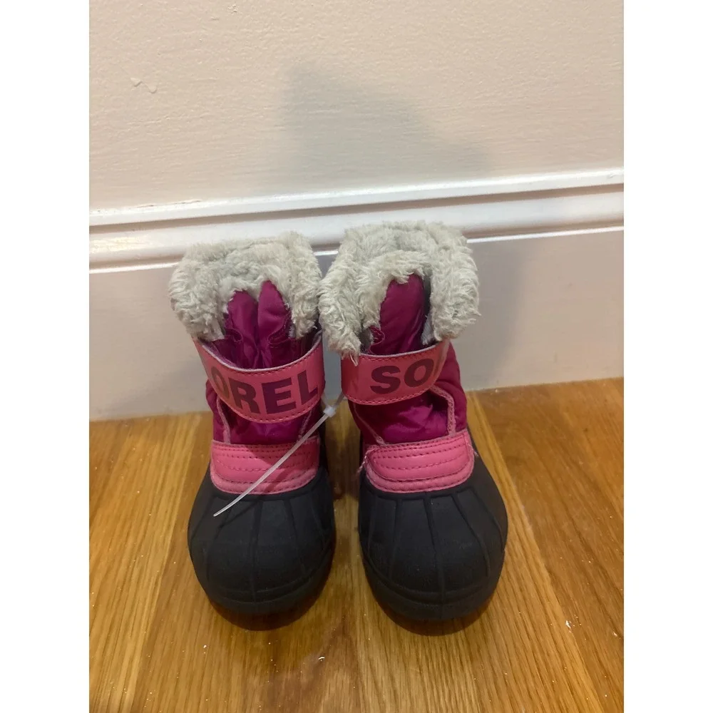 Sorel Snow Commander Toddler 8 Pink Black Waterproof Insulated Winter Boots